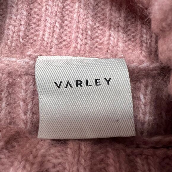 Varley Rogan Cropped Knit Chunky Knit Turtleneck Sweater Pink Size Large - Picture 4 of 7